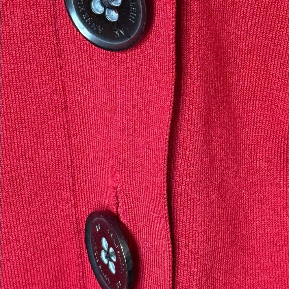 Anne Klein Red Silk Blend Button Front Cardigan Sweater Size PL - Picture 5 of 8